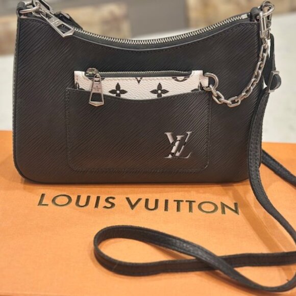100% Authentic Louis Vuitton Marelle Black Leather Satchel - Picture 2 of 9